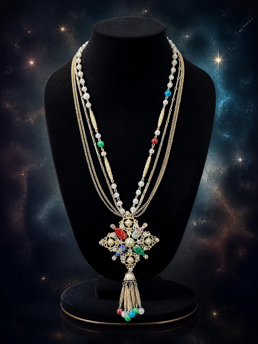 “The Constellation Cascade” Remastered Artisan SC Galaxy Brooch Necklace